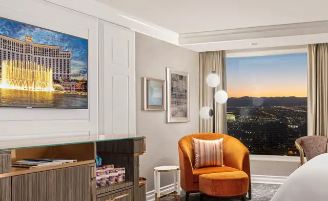 Bellagio en Las Vegas, habitación moderna con vista a la ciudad