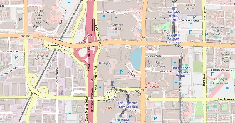 Mapa de Bellagio con los hoteles cercanos