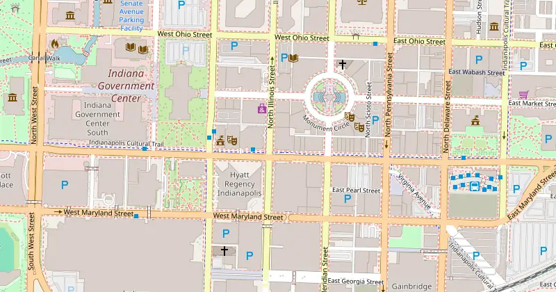 Mapa de Conrad Indianapolis con los hoteles cercanos