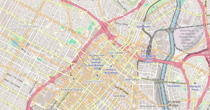 Mapa de Conrad Los Angeles con los hoteles cercanos