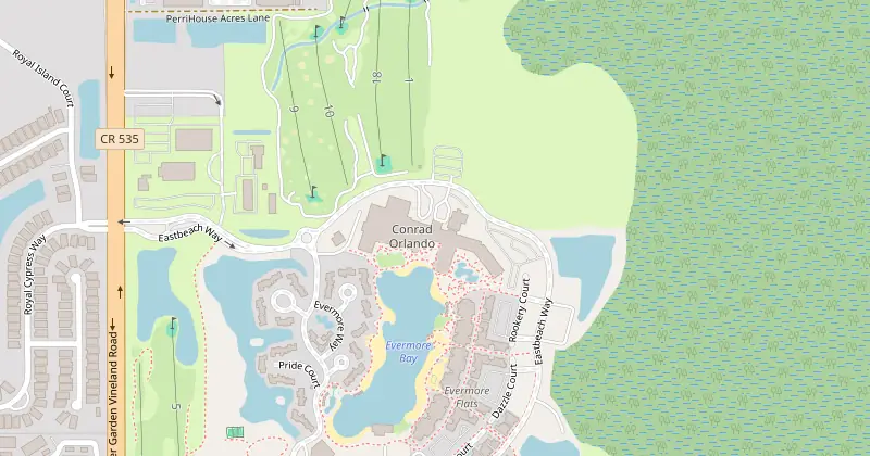 Mapa de Conrad Orlando at Evermore con los hoteles cercanos