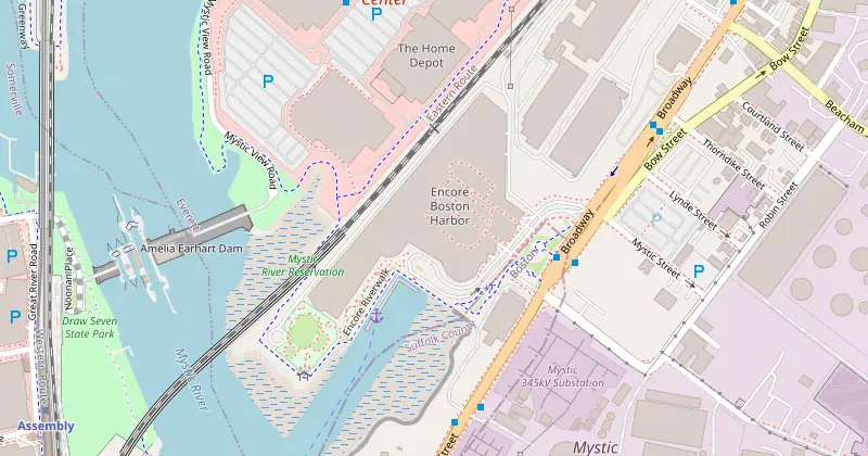 Mapa de Encore Boston Harbor con los hoteles cercanos