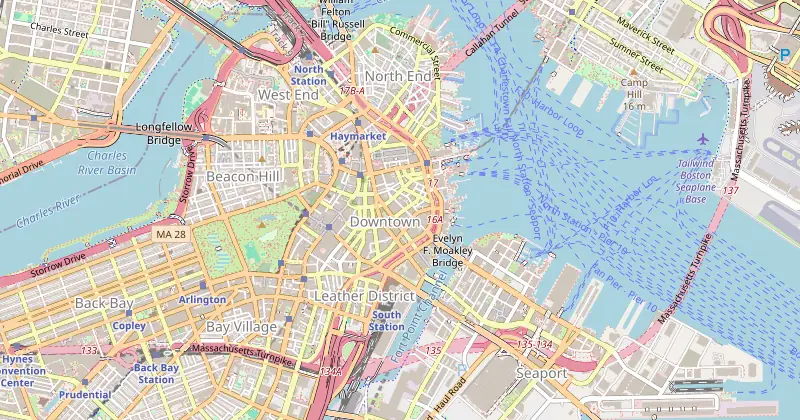 Mapa de The Langham, Boston con los hoteles cercanos