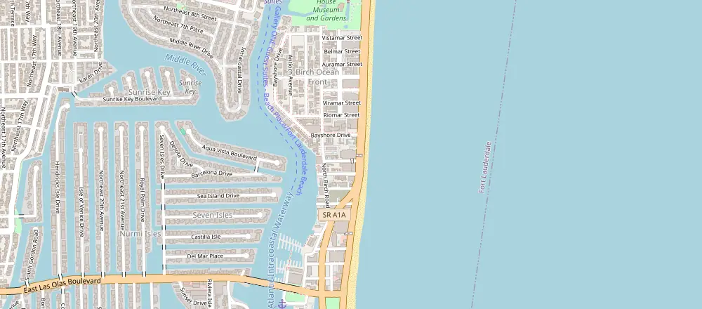 Mapa de Fort Lauderdale con los hoteles cercanos