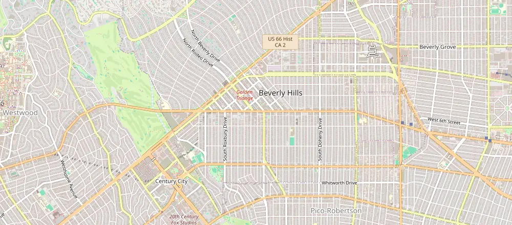 Mapa de Los Ángeles con los hoteles cercanos